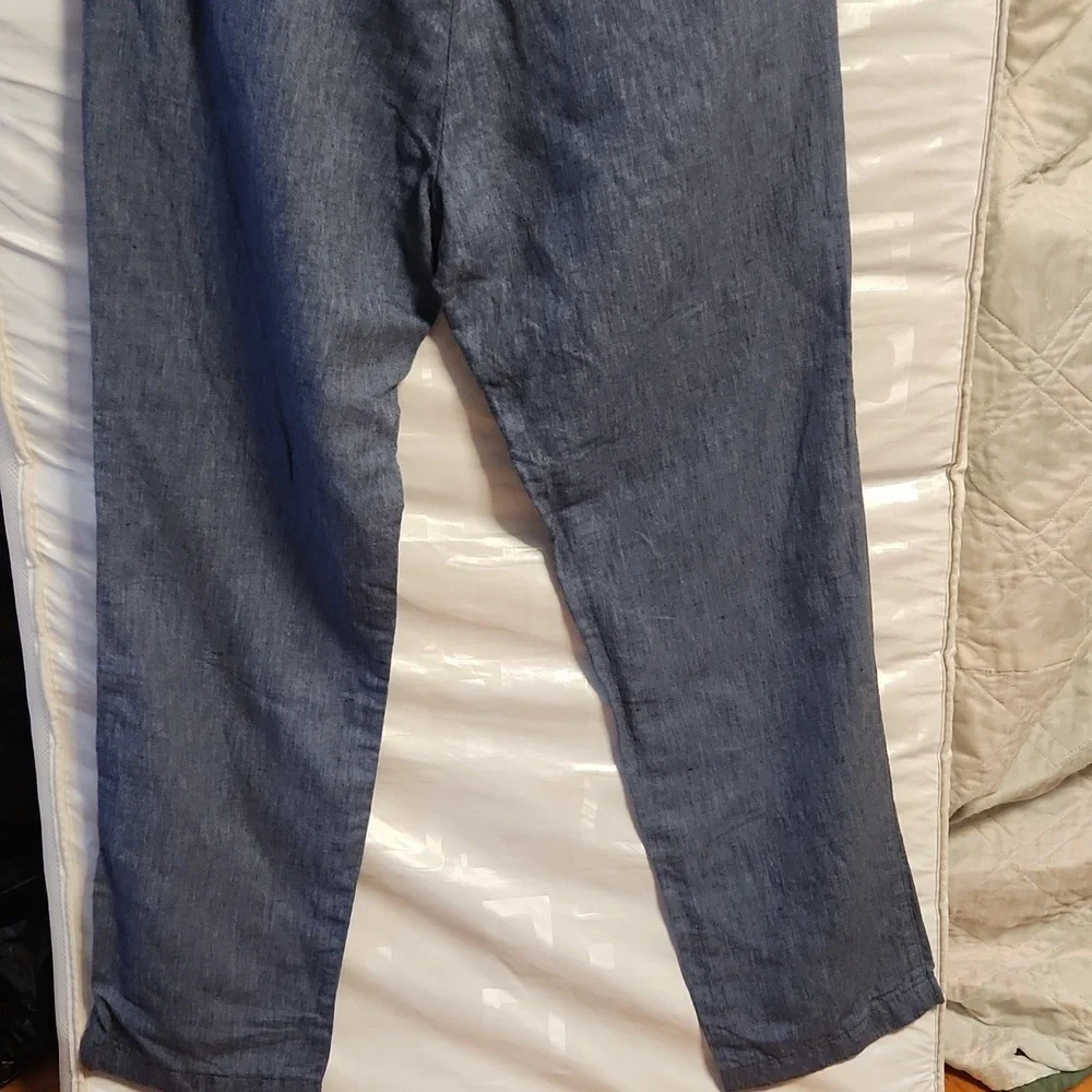 Banana Republic Aiden Fit Blue Linen Blend Trousers Sz 33/34
